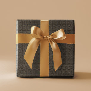 Papier Cadeau Motif Art déco géométrique   Bronze noir