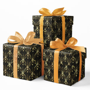 Papier Cadeau Motif Art déco Gold et Black gram