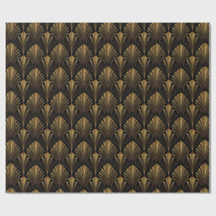 Papier Cadeau Motif Art Déco Or — Géométrique Vintage Élégant