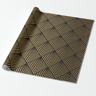 Papier Cadeau Motif Art déco. Simples grappes noir et or