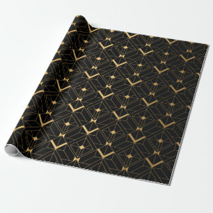Papier Cadeau Motif Art déco. Simples grappes noir et or
