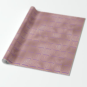 Papier Cadeau Motif Art déco violet et or