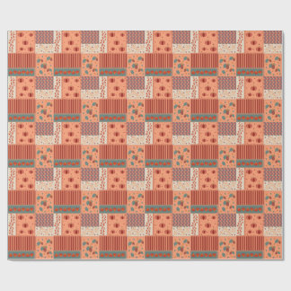 Papier Cadeau Motif Art Patchwork Gland de Feuille d'Automne