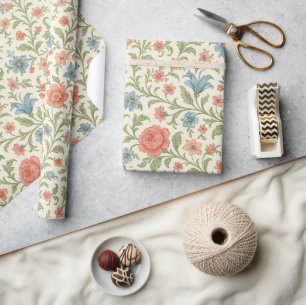 Papier Cadeau Motif artistique floral élégant anglais shabby chi