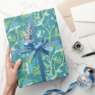 Papier Cadeau Motif Asiatique Bleu Vert