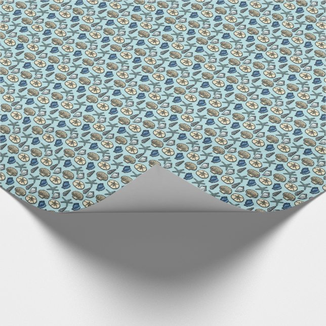 Papier Cadeau Motif assez bleu de mer d'étoiles de mer de Shell (Coin)