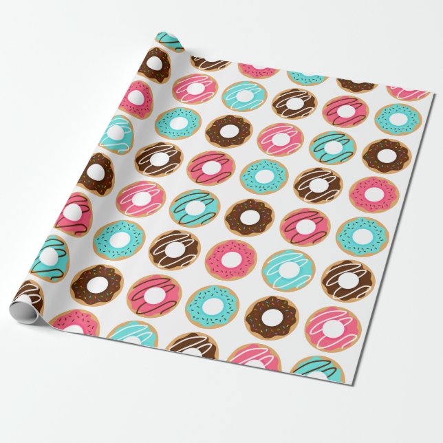 Papier Cadeau Motif Assorti Donuts (Déroulé)