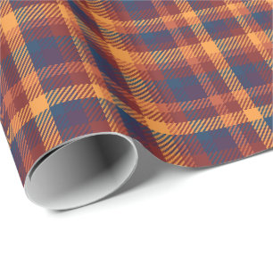Papier Cadeau Motif automnal de plaid d'automne de tonalités