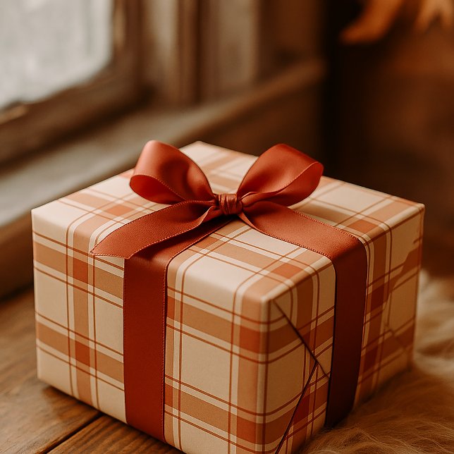 Papier Cadeau Motif Automne Rustique Plaid Grid (Créateur téléchargé)