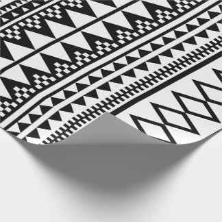 Papier Cadeau Motif aztèque géométrique noir et blanc