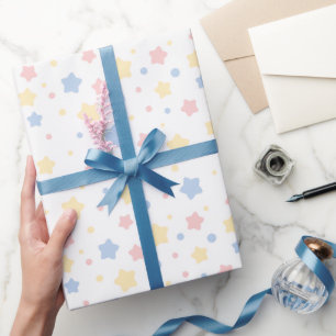 Papier Cadeau Motif Baby Pink and Blue Stars