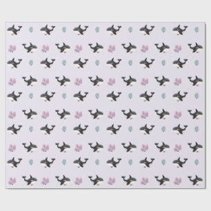 Papier Cadeau Motif Baleine Orque Mignon pour la Nurserie sur la