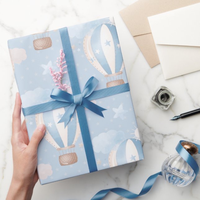 Papier Cadeau Motif Ballons Bleus (Cadeaux)