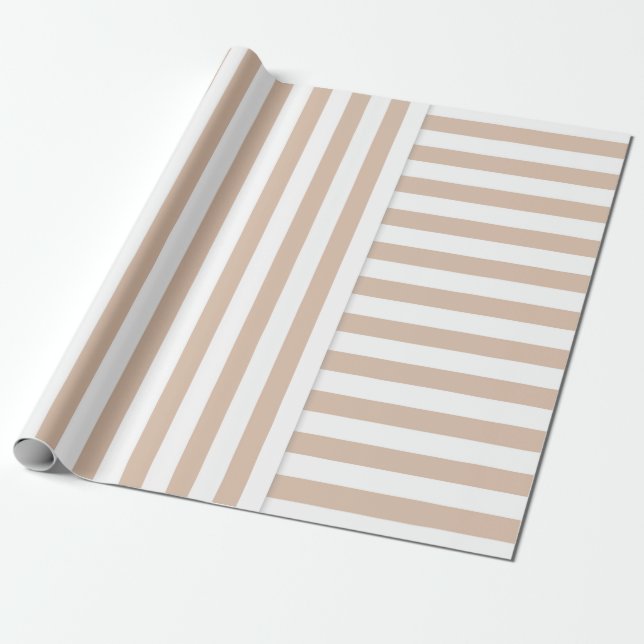 Papier Cadeau motif beige blanc rayé (Déroulé)