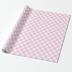 Papier Cadeau Motif blanc rose En vichy plaid