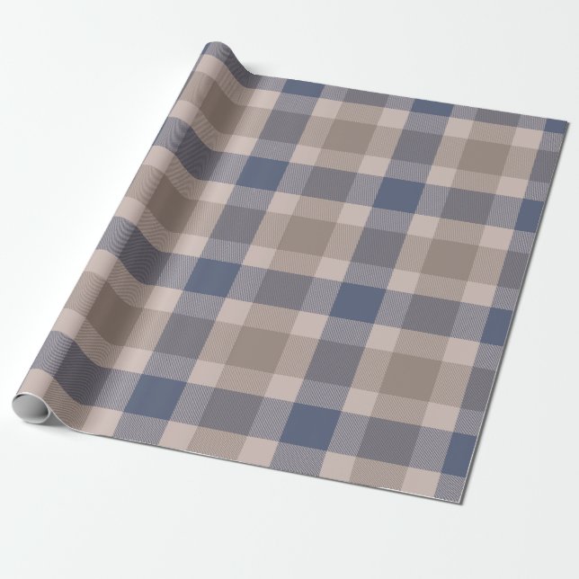 Papier Cadeau Motif bleu Brown Tartan Plaid (Déroulé)