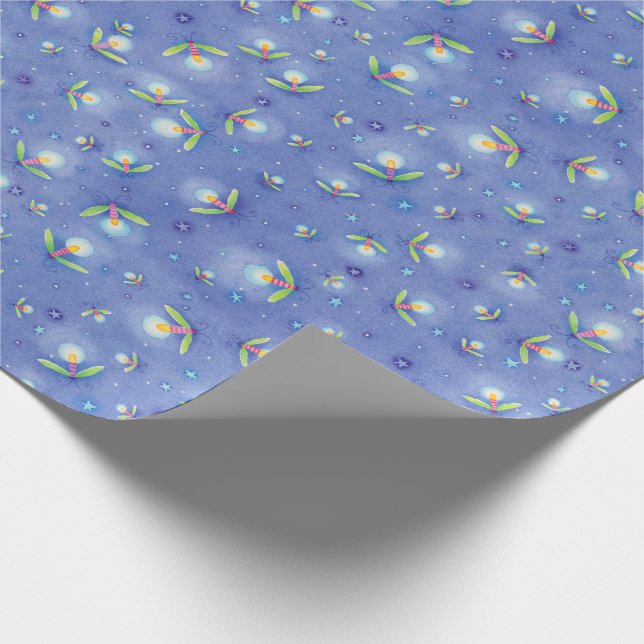 Papier Cadeau Motif bleu d'insecte de luciole (Coin)