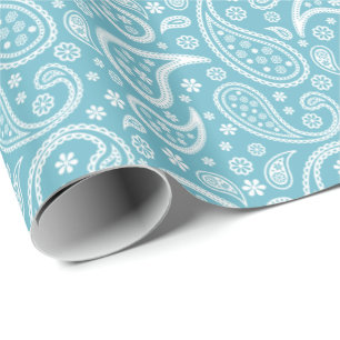 Papier Cadeau Motif bleu moderne de Paisley