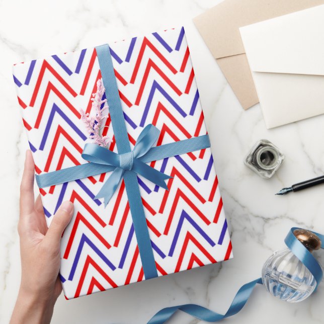 Papier Cadeau motif bleu rouge (Cadeaux)