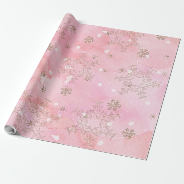 Papier Cadeau Motif Boho de Noël rose (Déroulé)