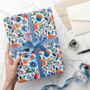 Papier Cadeau Motif botanique de fleurs sauvages élégantes