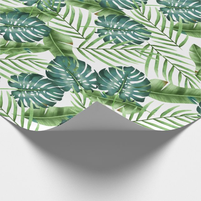Papier Cadeau Motif botanique des Feuilles de verdure tropicale (Coin)