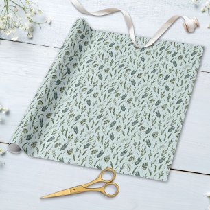 Papier Cadeau Motif Botanique Feuilles Vertes