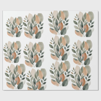 Papier Cadeau Motif Botanique Minimaliste de Feuille