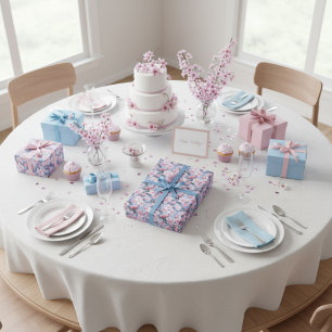 Papier Cadeau Motif botanique rose Sakura fleurit