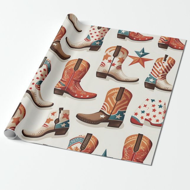 Papier Cadeau Motif bottes Cowboy (Déroulé)