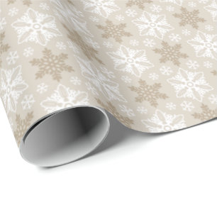Papier Cadeau Motif Brown brillant Tan Winter White Snowflake