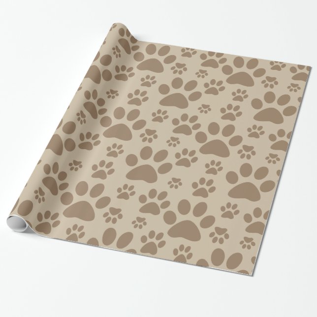 Papier Cadeau Motif Brown d'empreintes de pattes (Déroulé)