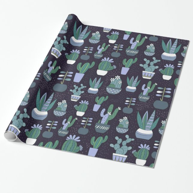 Papier Cadeau Motif Cactus (Déroulé)