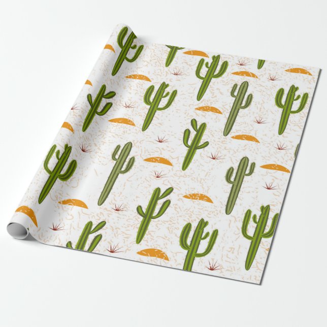 Papier Cadeau Motif, cactus, texture de sable, st mexicain (Déroulé)