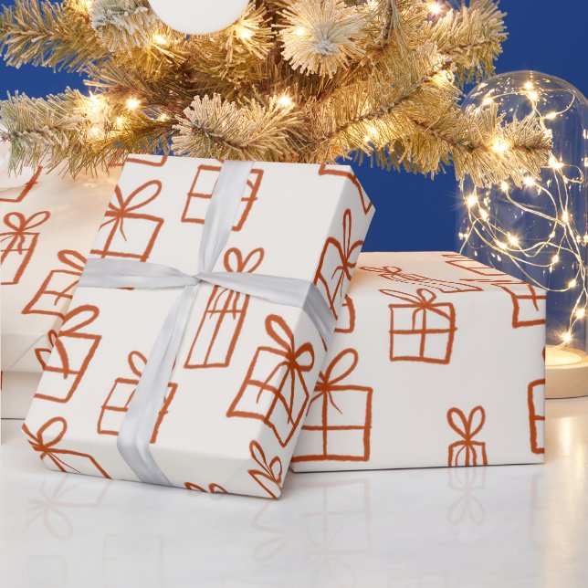 Papier Cadeau Motif Cadeaux de Noël à main mignonne (Vacances)