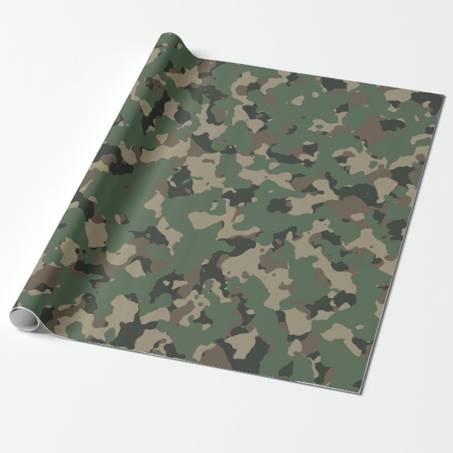 Papier Cadeau Motif Camo de l'Armée verte (Déroulé)