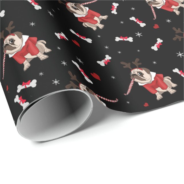 Papier Cadeau Motif carlin Xmas (Coin rond)
