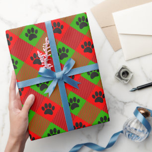 Papier Cadeau Motif Carré Empreinte de patte chien personnalisé