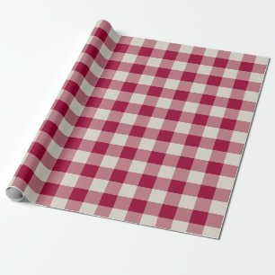 Papier Cadeau Motif carreau gingham rouge cranberry à carreaux