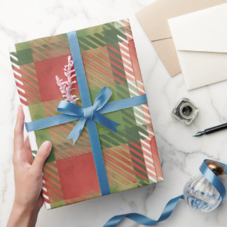 Papier Cadeau Motif carreau rouge vert