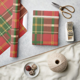 Papier Cadeau Motif carreau rouge vert