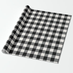 Papier Cadeau Motif carreaux écossais buffle noir et blanc sans 