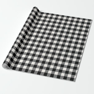 Papier Cadeau Motif carreaux écossais buffle noir et blanc sans 
