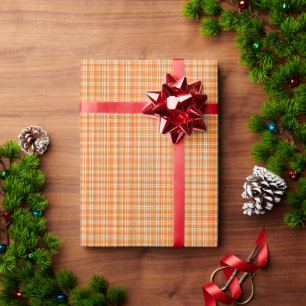 Papier Cadeau Motif carreaux en lin orange chaud