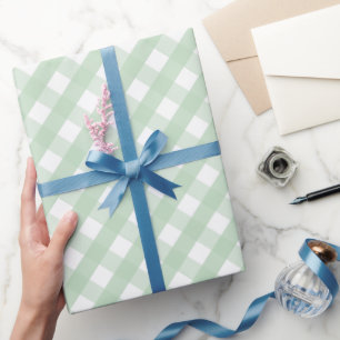 Papier Cadeau Motif carreaux et vichy vert pastel classique