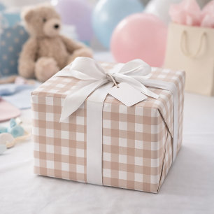 Papier Cadeau Motif carreaux gingham rose et blanc