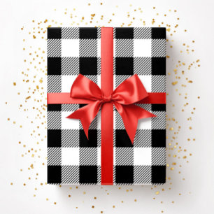Papier Cadeau Motif carreaux noir et blanc rustique