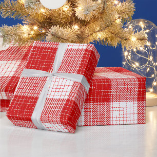 Papier Cadeau Motif carreaux rouge et blanc gras à carreaux