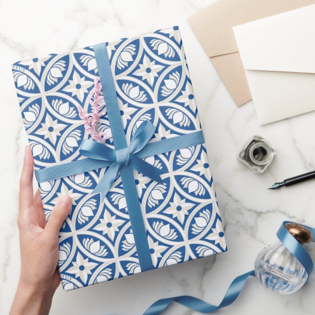 Papier Cadeau Motif Carrelage Lotus Côtier - Le Lotus Blanc (Cadeaux)
