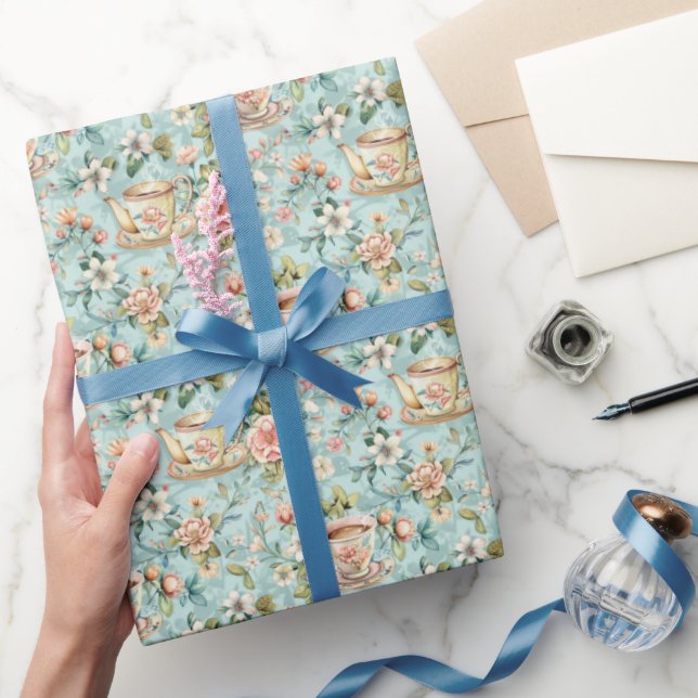 Papier Cadeau Motif carrelé à thé mignon (Cadeaux)